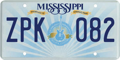 MS license plate ZPK082