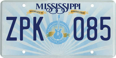 MS license plate ZPK085