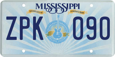MS license plate ZPK090