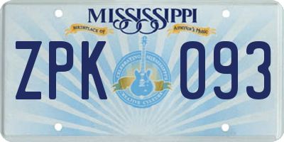 MS license plate ZPK093