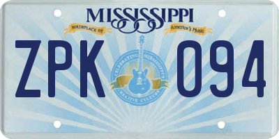 MS license plate ZPK094