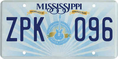 MS license plate ZPK096