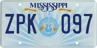MS license plate ZPK097