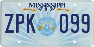 MS license plate ZPK099