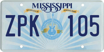MS license plate ZPK105