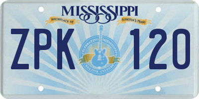 MS license plate ZPK120