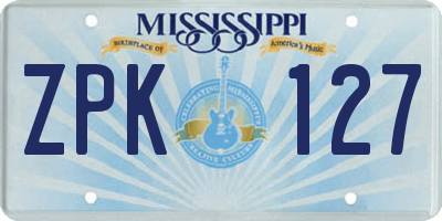 MS license plate ZPK127