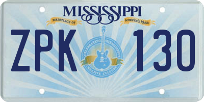 MS license plate ZPK130