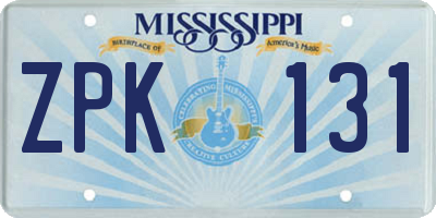 MS license plate ZPK131