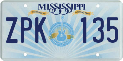 MS license plate ZPK135