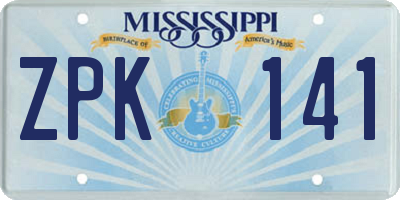 MS license plate ZPK141
