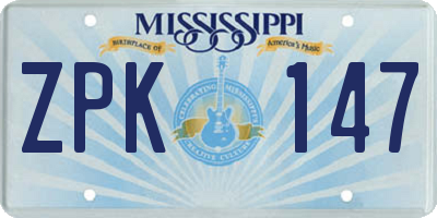 MS license plate ZPK147