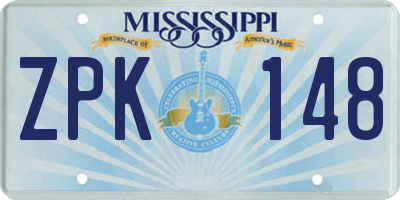 MS license plate ZPK148