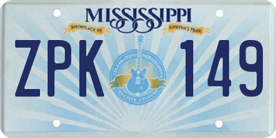 MS license plate ZPK149