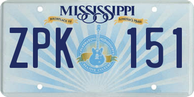 MS license plate ZPK151