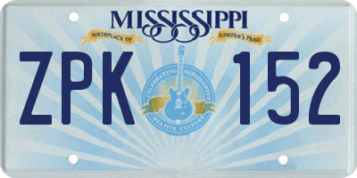 MS license plate ZPK152