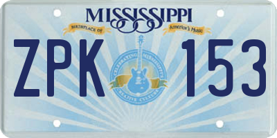 MS license plate ZPK153