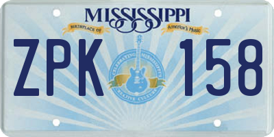 MS license plate ZPK158