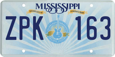 MS license plate ZPK163