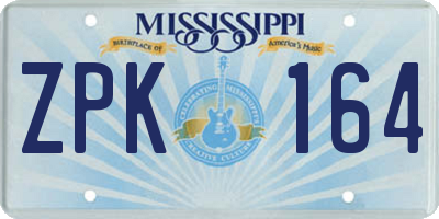 MS license plate ZPK164