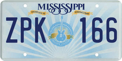 MS license plate ZPK166