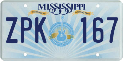 MS license plate ZPK167