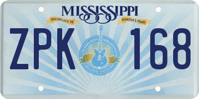 MS license plate ZPK168