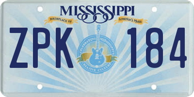 MS license plate ZPK184