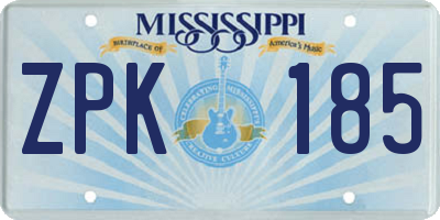 MS license plate ZPK185