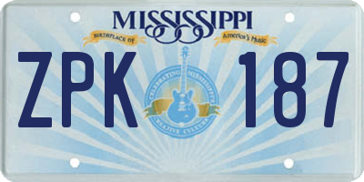 MS license plate ZPK187