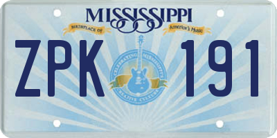 MS license plate ZPK191