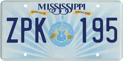 MS license plate ZPK195