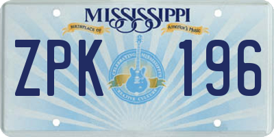 MS license plate ZPK196