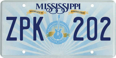 MS license plate ZPK202