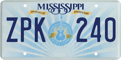 MS license plate ZPK240