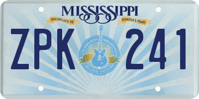 MS license plate ZPK241
