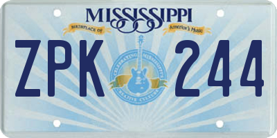 MS license plate ZPK244