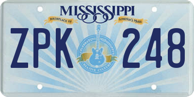 MS license plate ZPK248