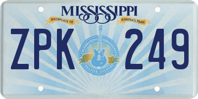 MS license plate ZPK249