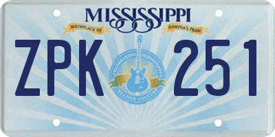 MS license plate ZPK251