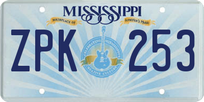 MS license plate ZPK253