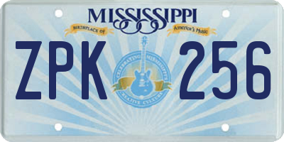 MS license plate ZPK256