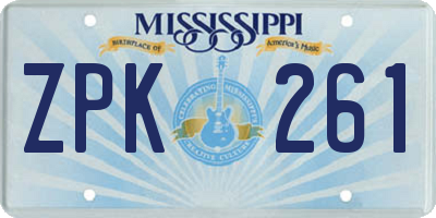 MS license plate ZPK261