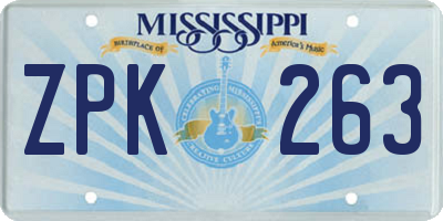 MS license plate ZPK263