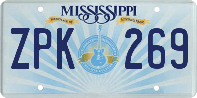MS license plate ZPK269