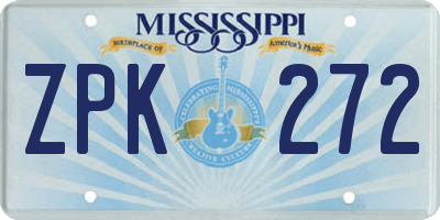 MS license plate ZPK272