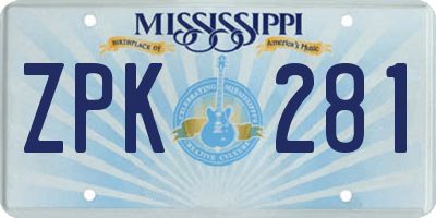MS license plate ZPK281
