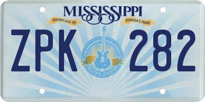MS license plate ZPK282