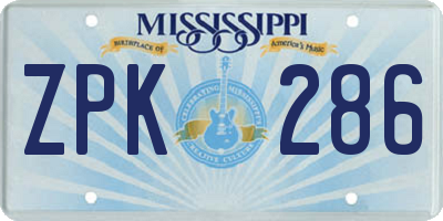 MS license plate ZPK286