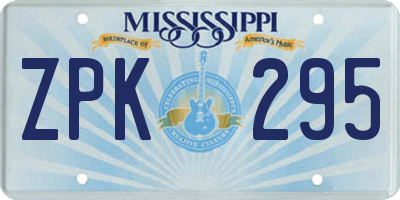 MS license plate ZPK295